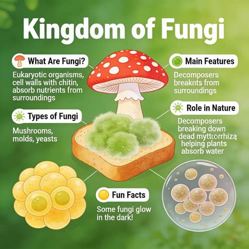 Fun Kingdom of Fungi Poster for 5th Graders