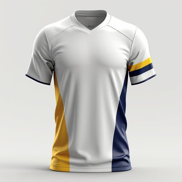 Professional sports jersey design with athletic aesthetics and team colors, dynamic patterns or clean modern styling, official sports apparel quality with sponsor placement zones, performance-ready design suitable for printing on athletic fabric