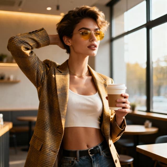 professional dating profile photo, person with genuine smile, well-lit outdoor setting with natural background, casual stylish outfit, confident approachable expression, soft natural lighting